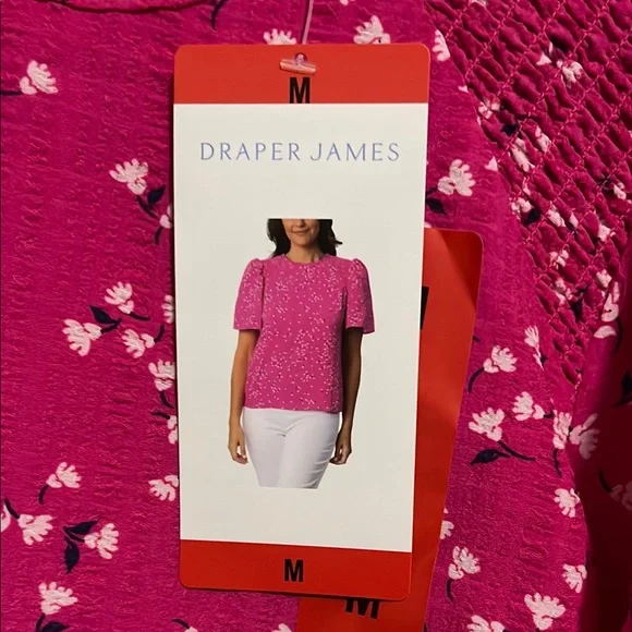 Draper James Pink Blouse with Boxy Style and Short Puff Sleeves - Picture 4 of 4